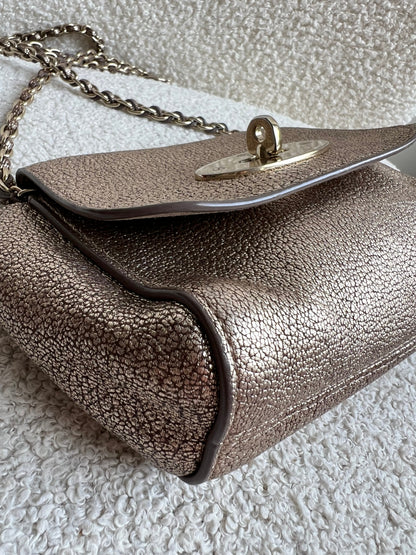 Mulberry Metallic Mushroom Mini Lily with gold Hardware