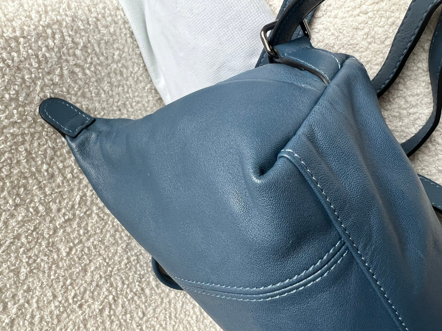 Longchamp Blue Leather Pliage Mini Backpack (RRP £320)