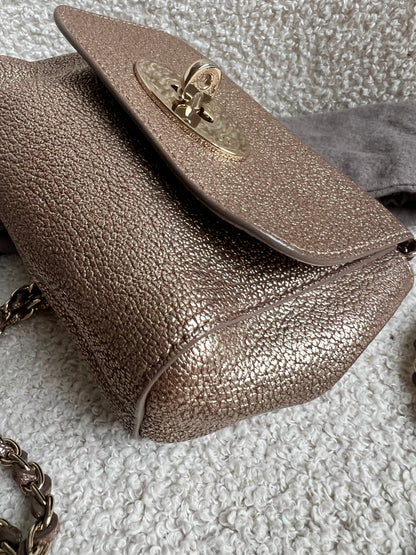 Mulberry Metallic Mushroom Mini Lily with gold Hardware
