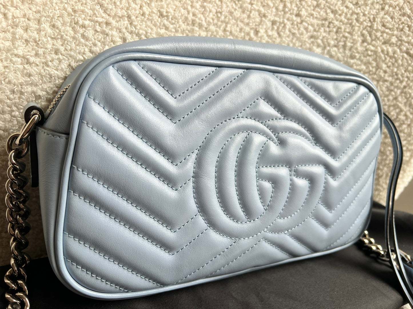Gucci GG Pale Blue Marmont Small Shoulder Bag (RRP £1440)
