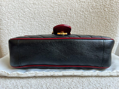 Gucci GG Black and Red Torchon Marmont Small Shoulder Bag