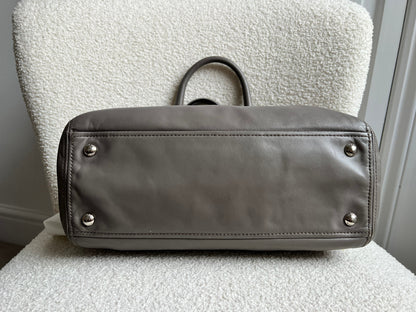 Prada Grey Double Zip Two Way Tote in Grey Soft Calf