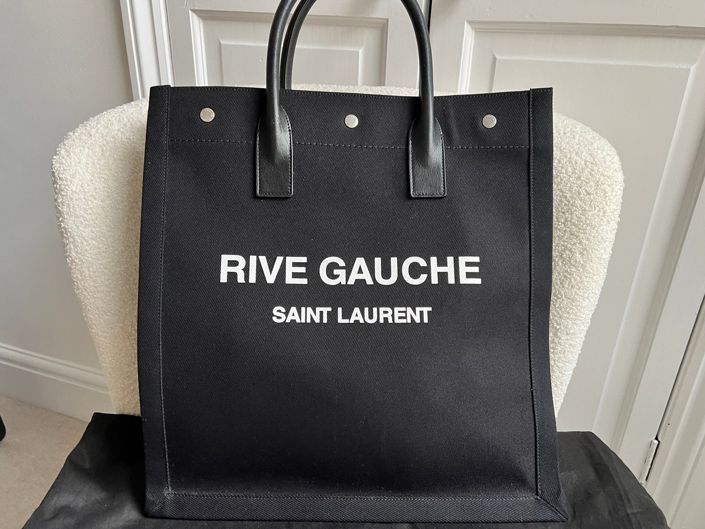 Yves Saint Laurent Rive Gauche NS Tote in Canvas and Printed Leather (RRP £1380)