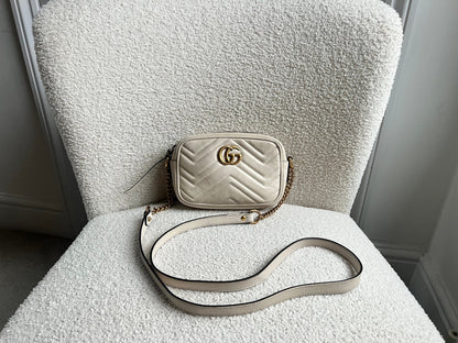 Gucci GG White Marmont Mini Shoulder Bag (RRP £1,360)