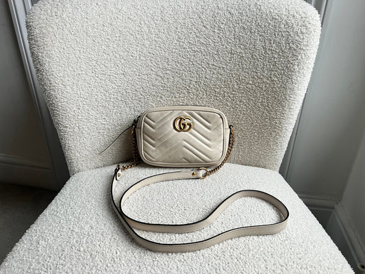 Gucci GG White Marmont Mini Shoulder Bag (RRP £1,360)