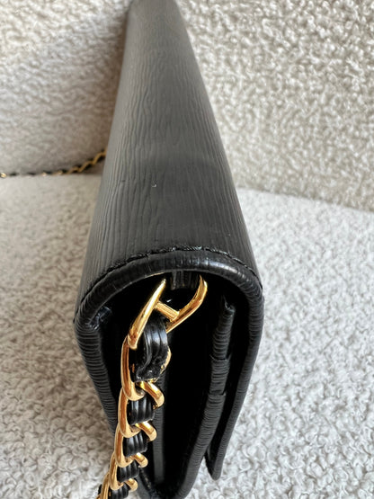 Prada Black Saffiano Wallet on Chain with Gold Hardware