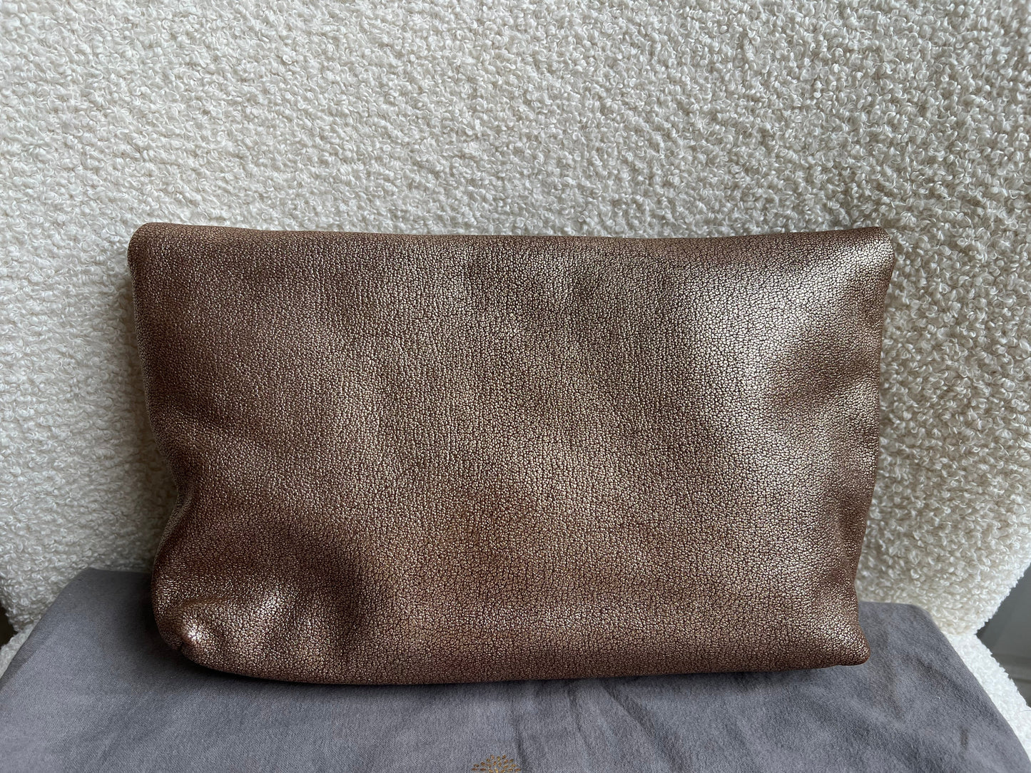 Mulberry Metallic Mushroom Clemmie Clutch (RRP £695)