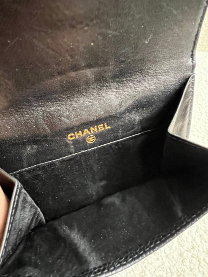 Chanel Black Caviar Timeless Small French Bifold Wallet