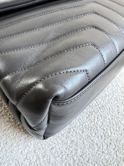 Yves Saint Laurent (YSL) Medium Grey Lou Lou Silver Hardware