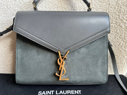 Saint Laurent YSL Cassandra Top Handle with Strap in Storm Grey Calfskin & Suede (RRP £2740)