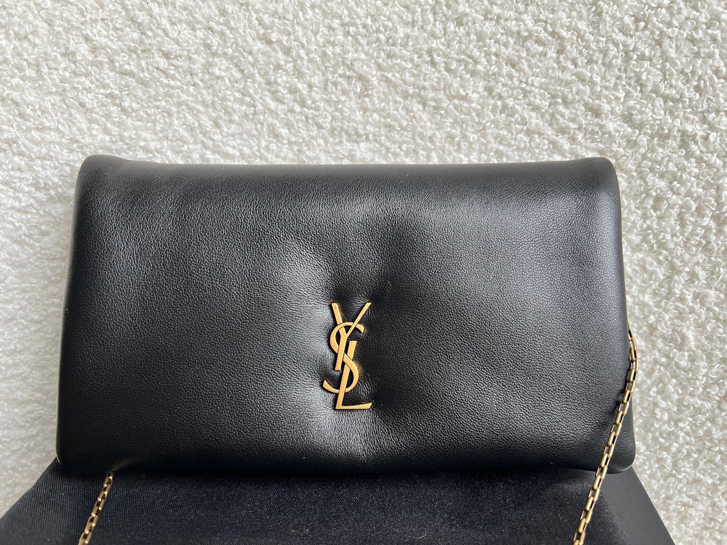Yves Saint Laurent (YSL) Black Puffy Lambskin Wallet on Chain with Gold Hardware (RRP £960)