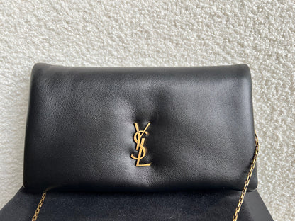 Yves Saint Laurent (YSL) Black Puffy Lambskin Wallet on Chain with Gold Hardware (RRP £960)