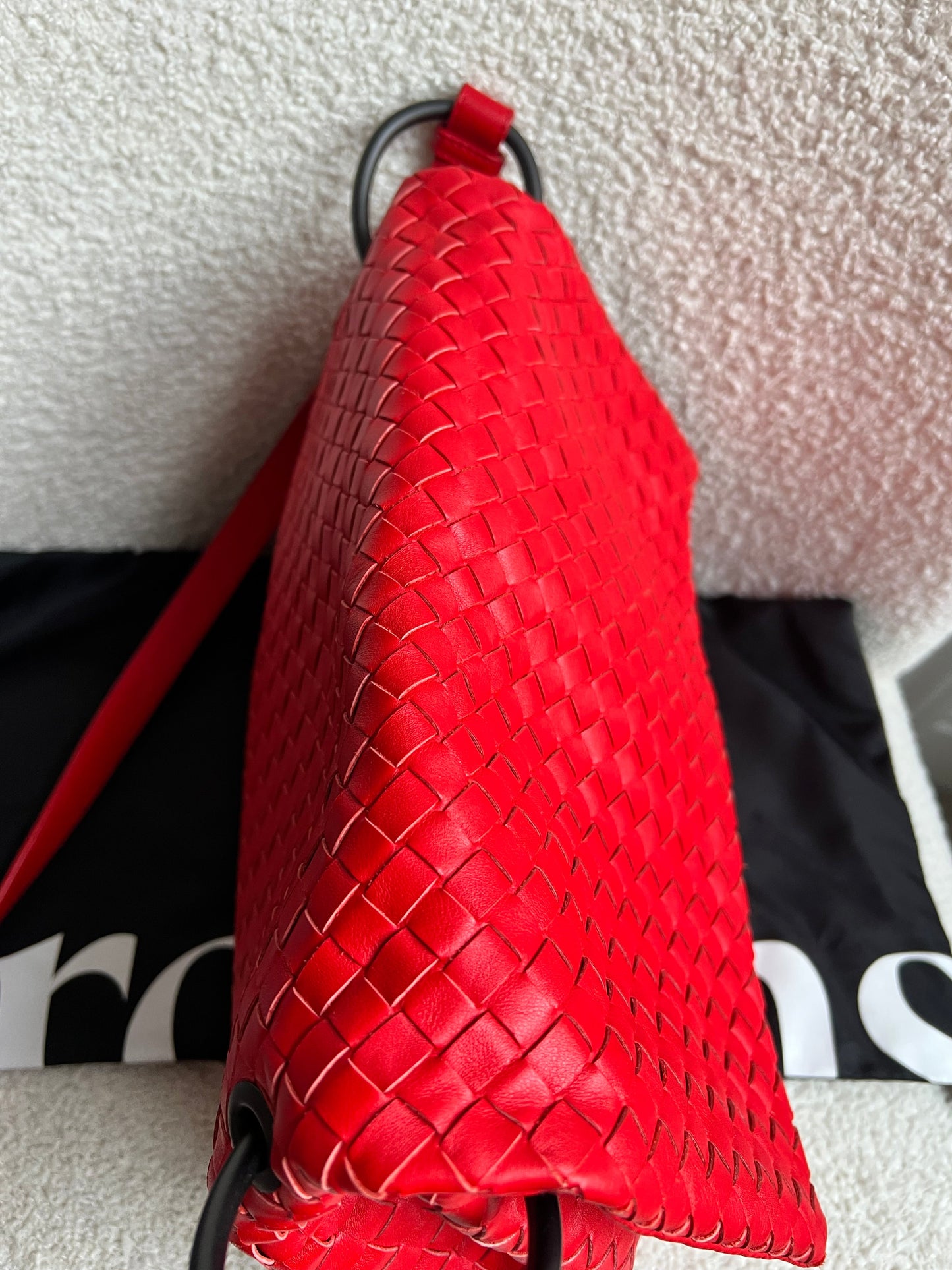 Bottega Veneta Red Intreciatto Flap Shoulder Bag