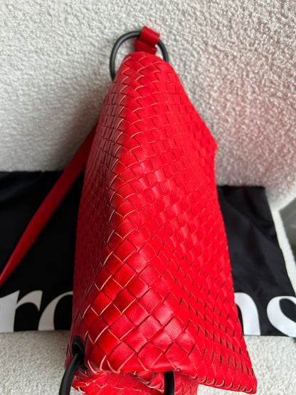 Bottega Veneta Red Intreciatto Flap Shoulder Bag