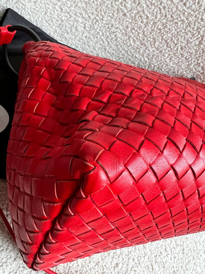 Bottega Veneta Red Intreciatto Flap Shoulder Bag