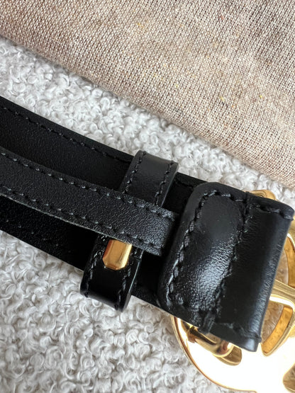 Gucci GG Marmont Black Leather Belt with Gold Buckle (RRP £395)