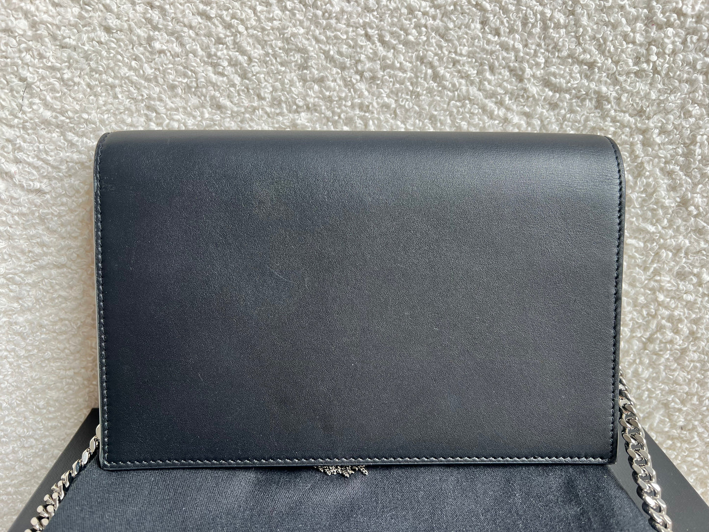 Yves Saint Laurent (YSL) Black Kate Tassel Chain Wallet Silver Hardware (RRP £1,440)