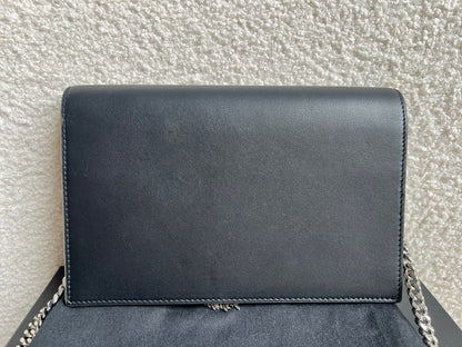 Yves Saint Laurent (YSL) Black Kate Tassel Chain Wallet Silver Hardware (RRP £1,440)