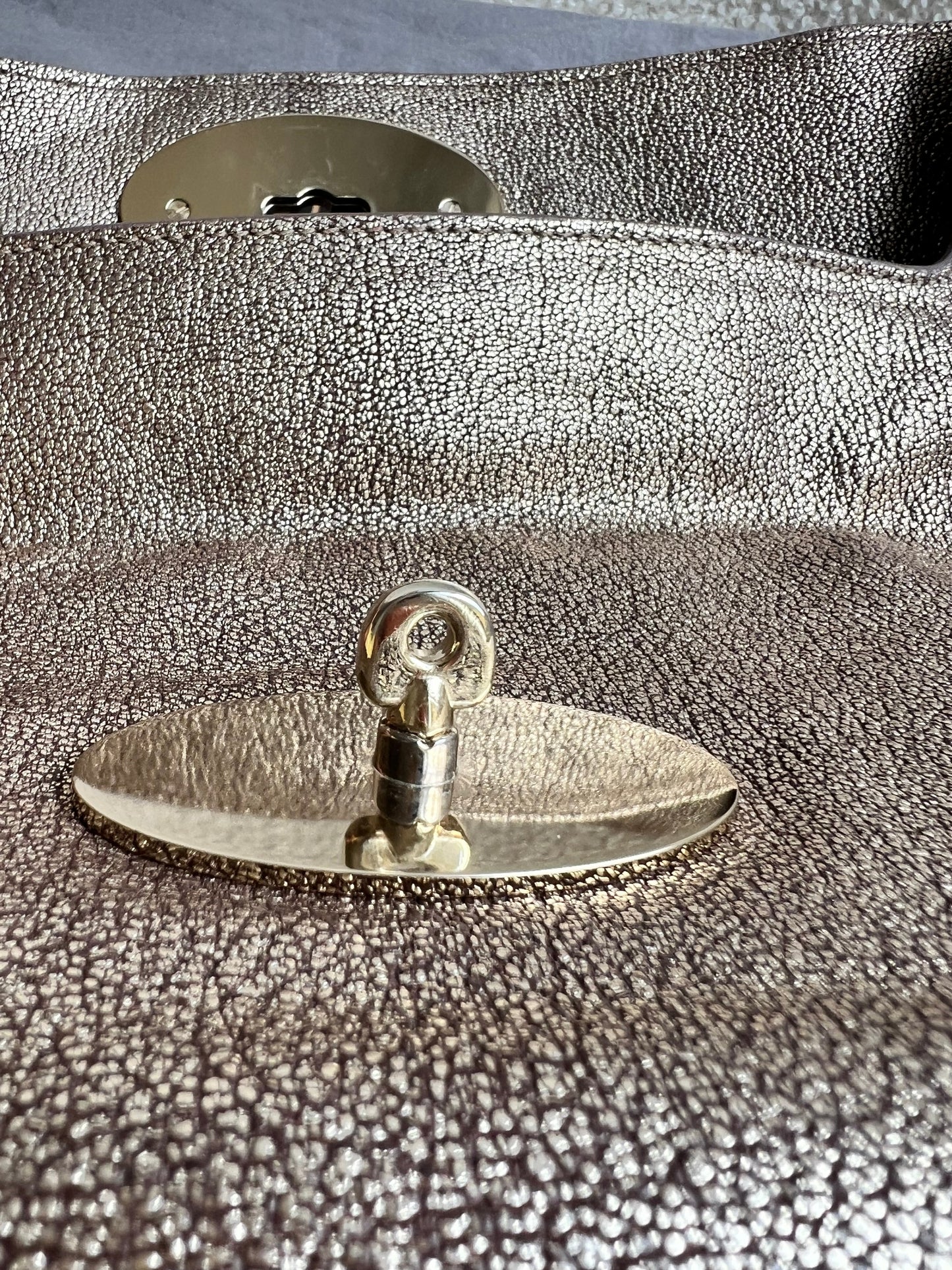 Mulberry Metallic Mushroom Clemmie Clutch (RRP £695)