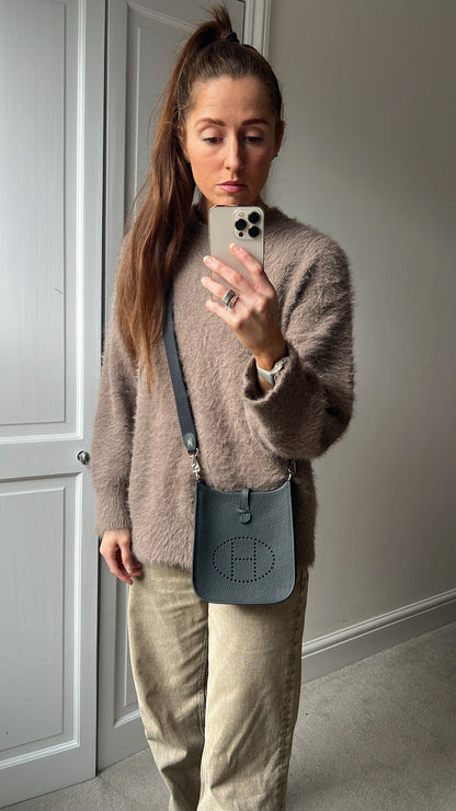 Hermes Evelyne TPM in Grey Clemence Leather with Palladium Hardware