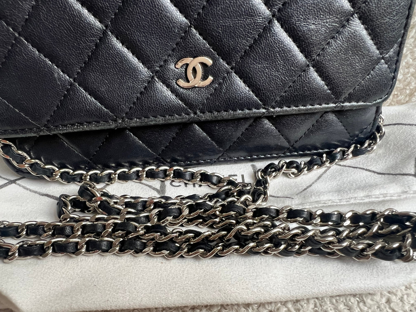 Chanel Wallet on Chain in Black Lambskin Silver Hardware (RRP £2,820)