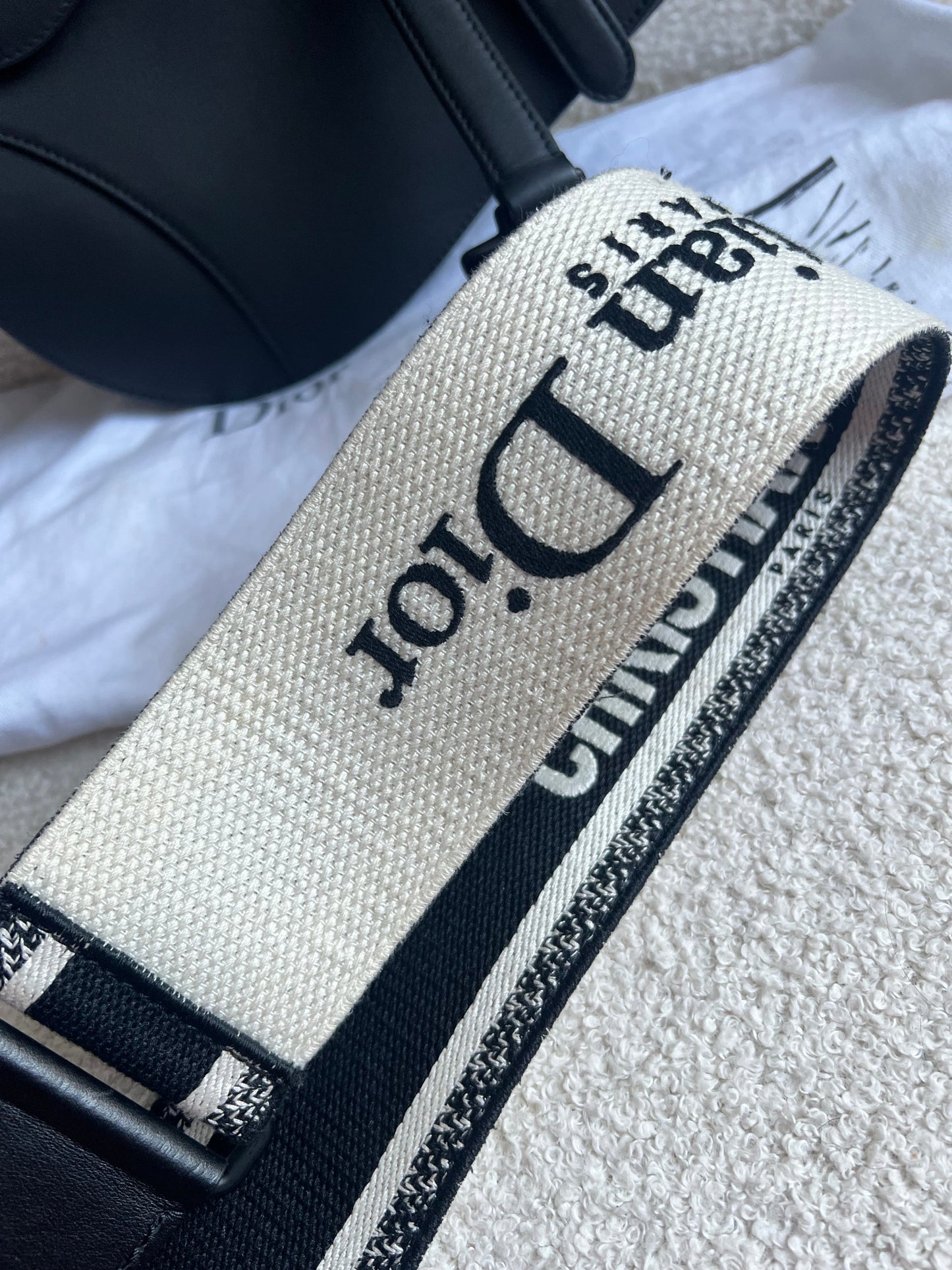 Christian Dior Black Ultra Matte Saddle Bag with Strap