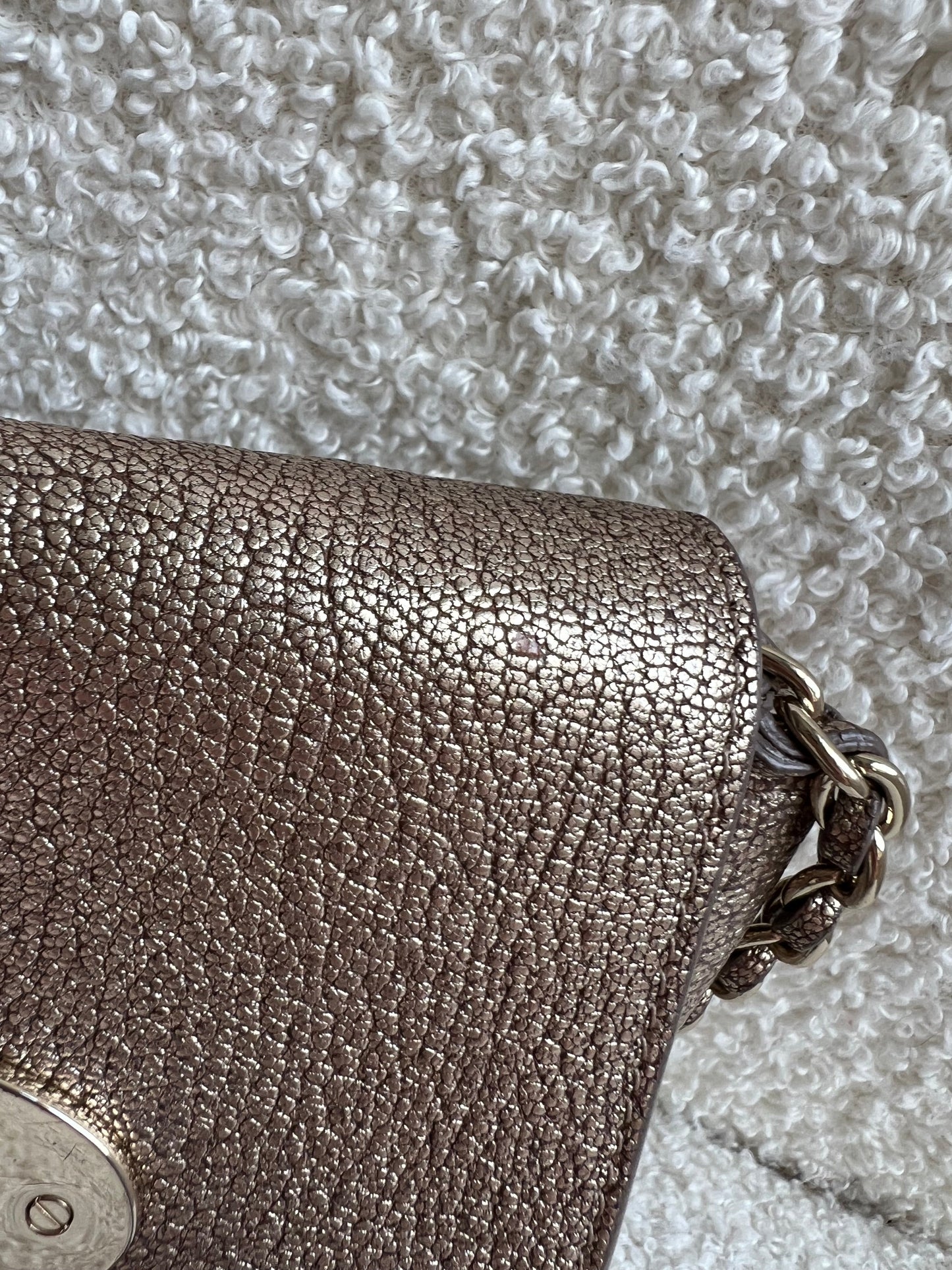 Mulberry Metallic Mushroom Mini Lily with gold Hardware