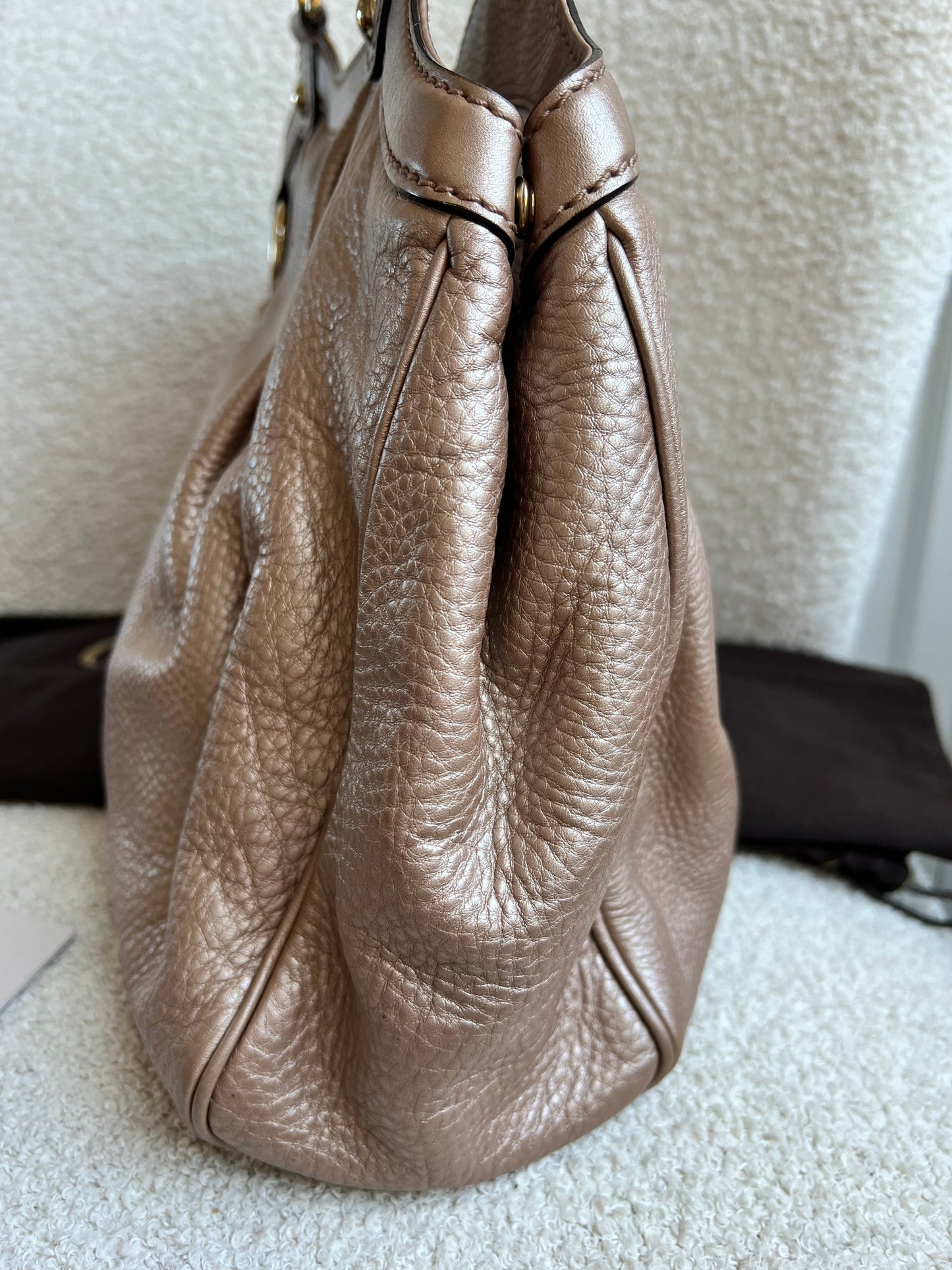 Gucci Winter Rose Leather Medium Sukey Tote Bag