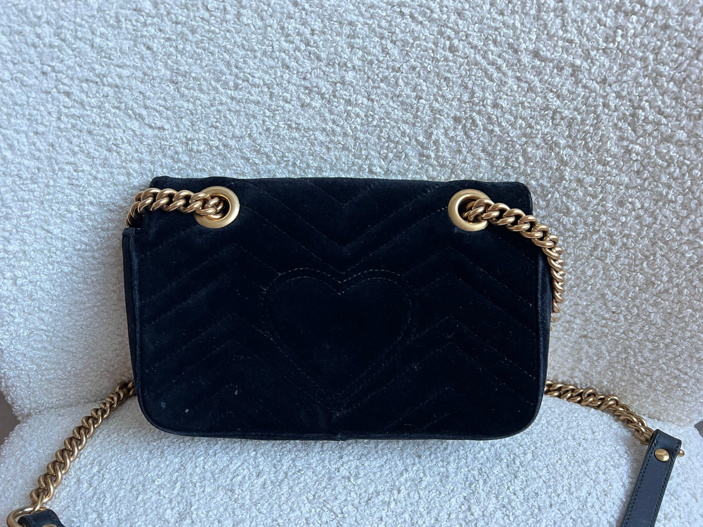 Gucci GG Black Velvet Marmont Mini Shoulder Bag (RRP £1395)