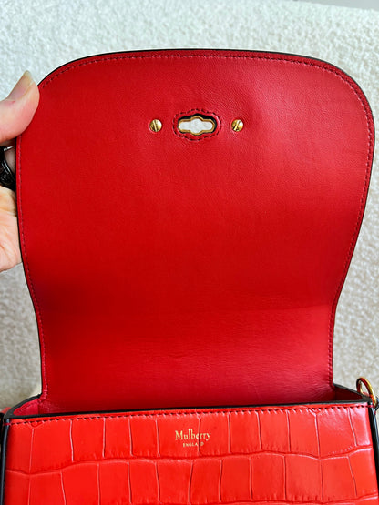 Mulberry Red Croc Small Darley Satchel  (RRP £599)