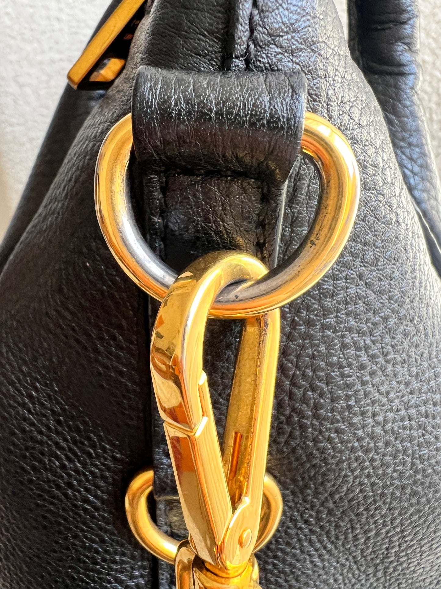 Prada Black Vitello Daino Leather Sacca 2 Manici Hobo Bag