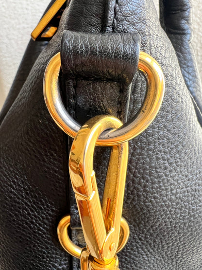 Prada Black Vitello Daino Leather Sacca 2 Manici Hobo Bag