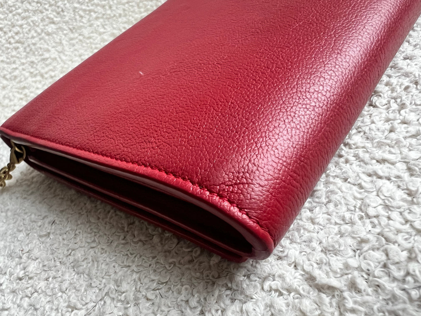 Yves Saint Laurent (YSL) Red Belle de Jour Chain Wallet Clutch