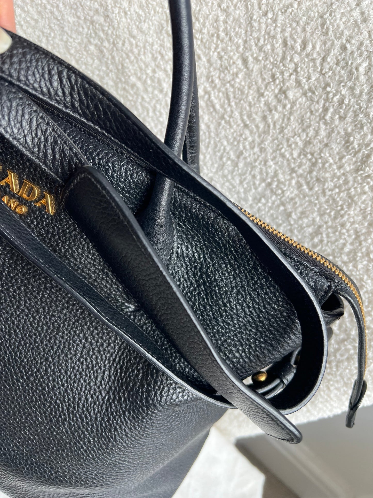 Prada Black Vitello Daino Shoulder Bag