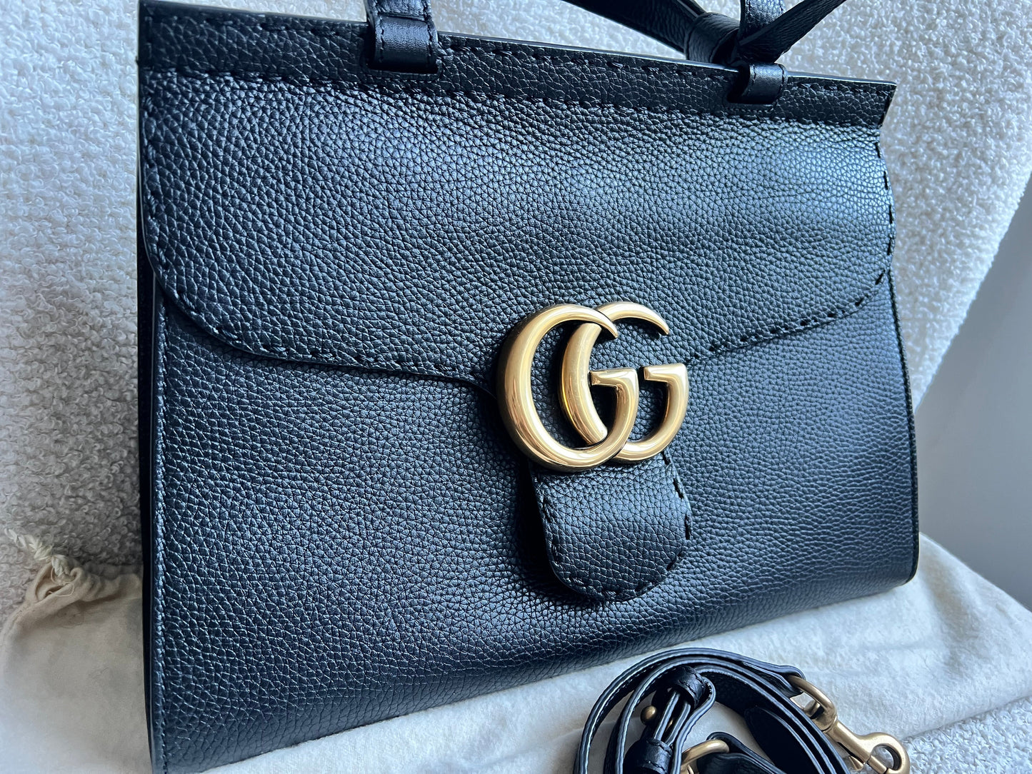 Gucci GG Black Medium Marmont Top Handle Bag