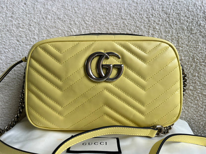 Gucci GG Pale Yellow Marmont Small Shoulder Bag (RRP £1440)