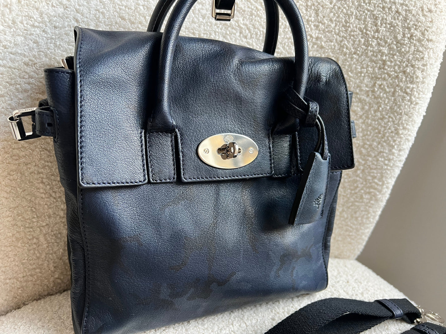 Mulberry Mini Cara Backpack in Midnight Blue Camo Printed Goat (RRP £995)