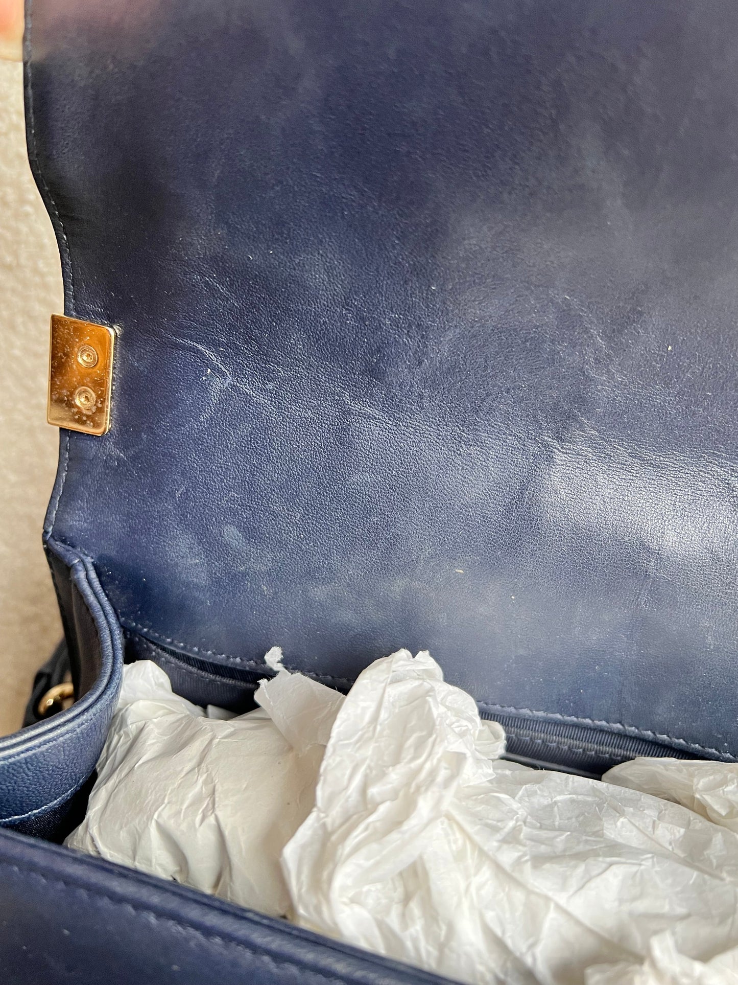 Chanel Navy Blue Lambskin Medium Boy Bag (RRP £5800)