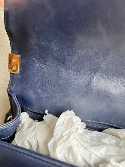 Chanel Navy Blue Lambskin Medium Boy Bag (RRP £5800)