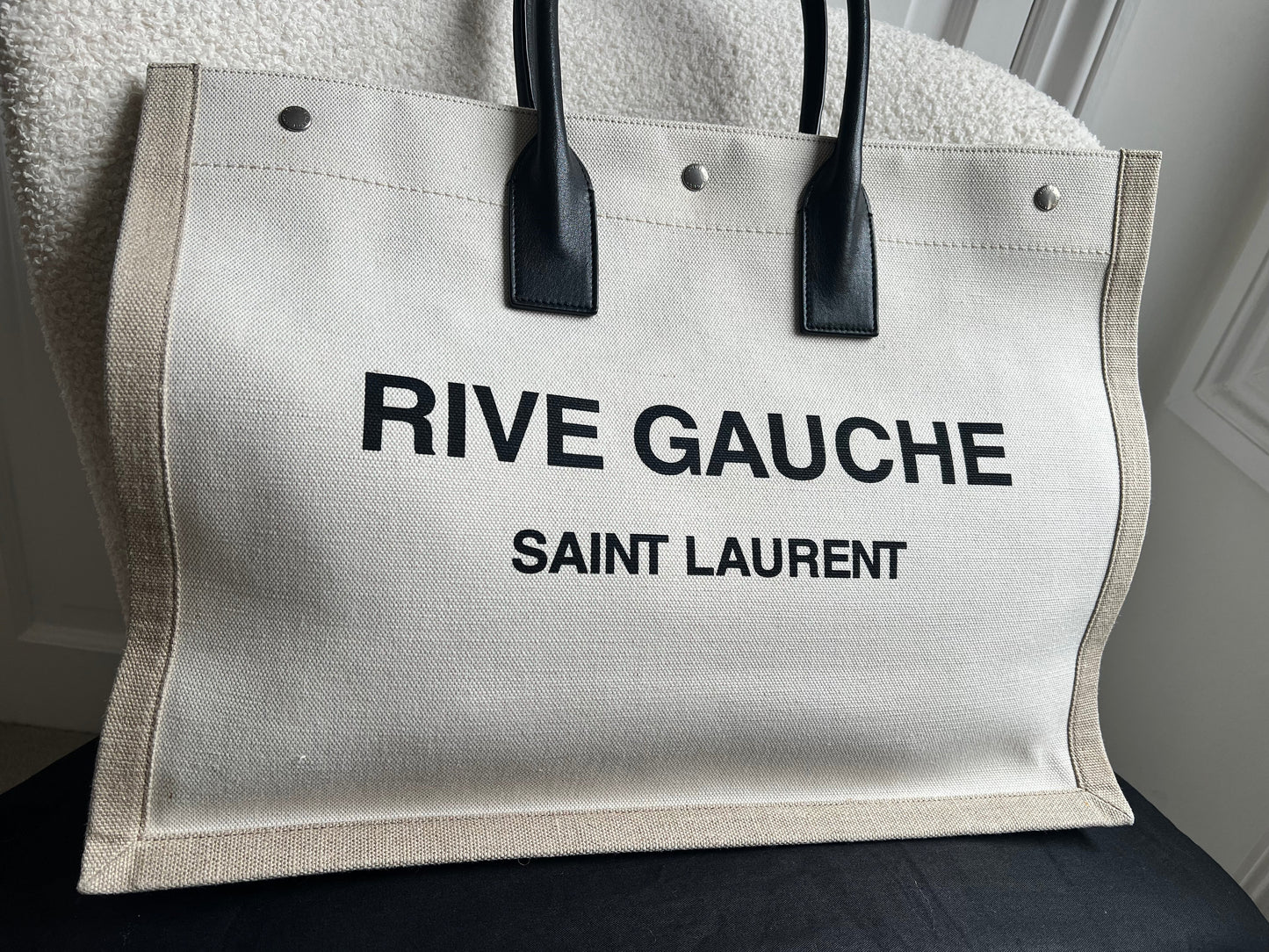 Yves Saint Laurent Large Rive Gauche in Canvas and Printed Leather (RRP £1440)