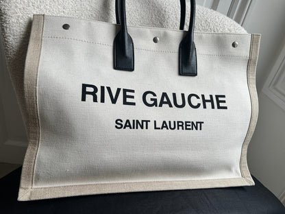 Yves Saint Laurent Large Rive Gauche in Canvas and Printed Leather (RRP £1440)