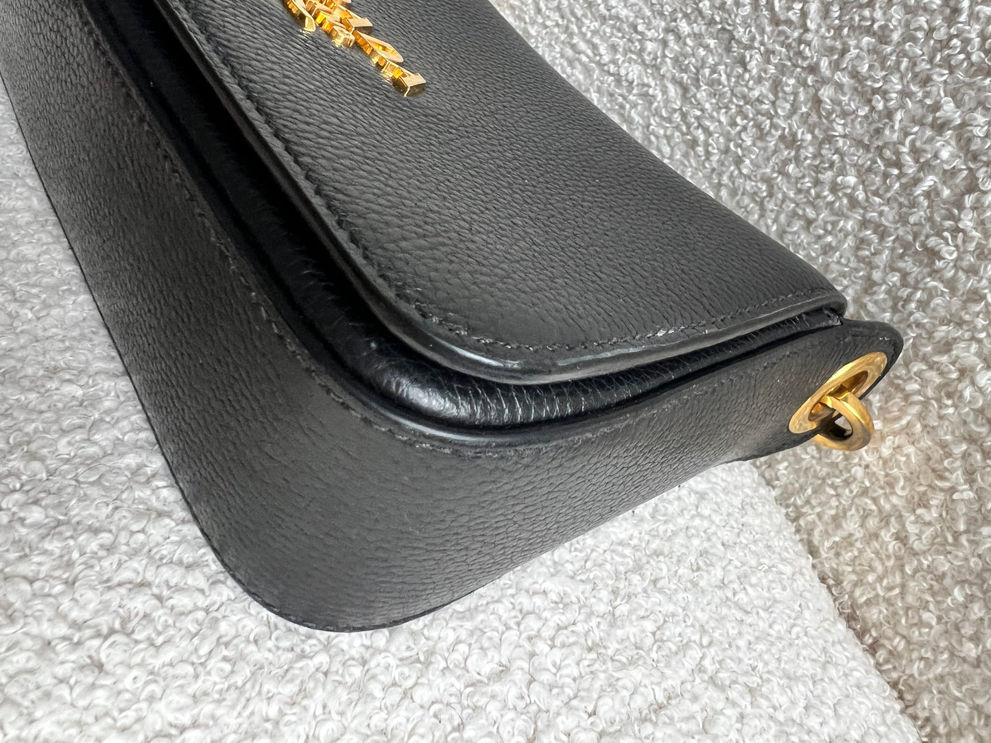 Prada Vitello Phoenix Black Small Leather Crossbody Bag Web Stripe Strap