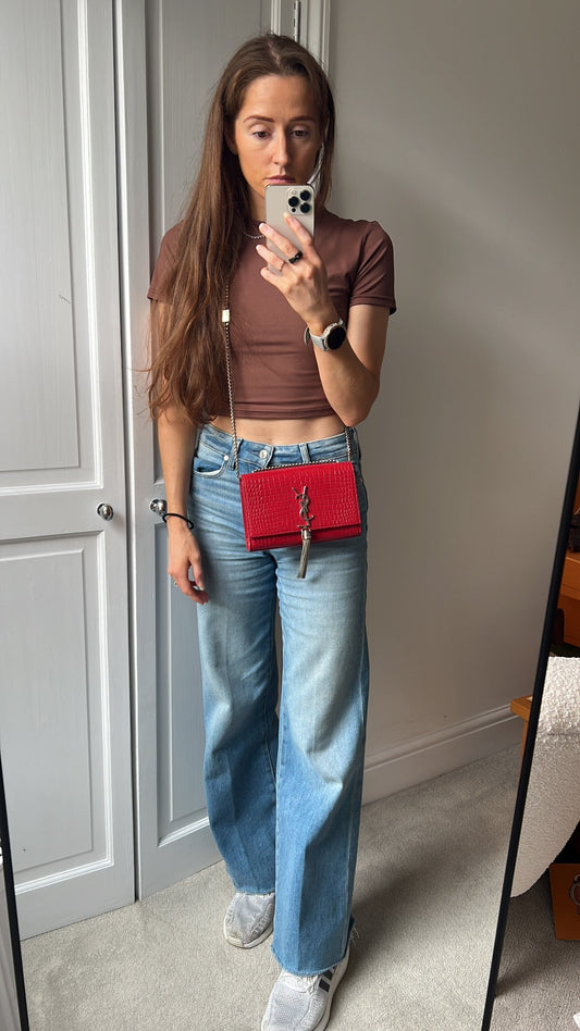Yves Saint Laurent (YSL) Red Croc Small Kate with Silver Hardware (RRP £1,675)