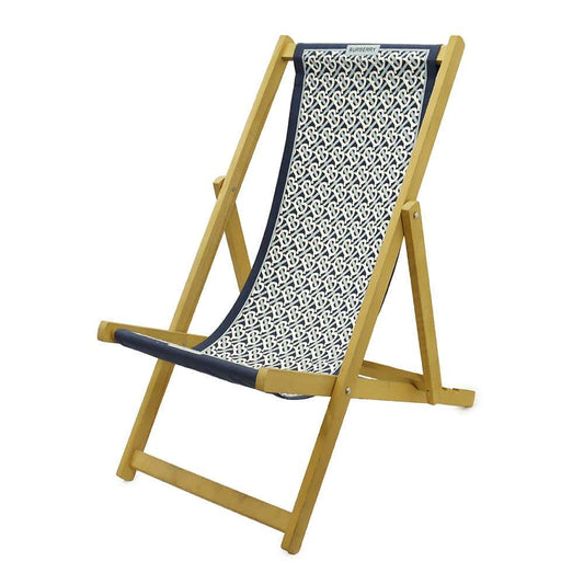 BURBERRY TBMonogram Folding Deck Chair Natural/Navy Wood Cotton