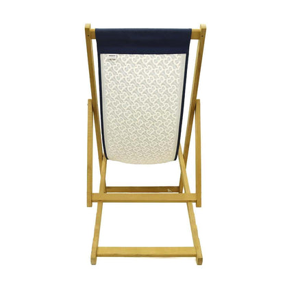 BURBERRY TBMonogram Folding Deck Chair Natural/Navy Wood Cotton
