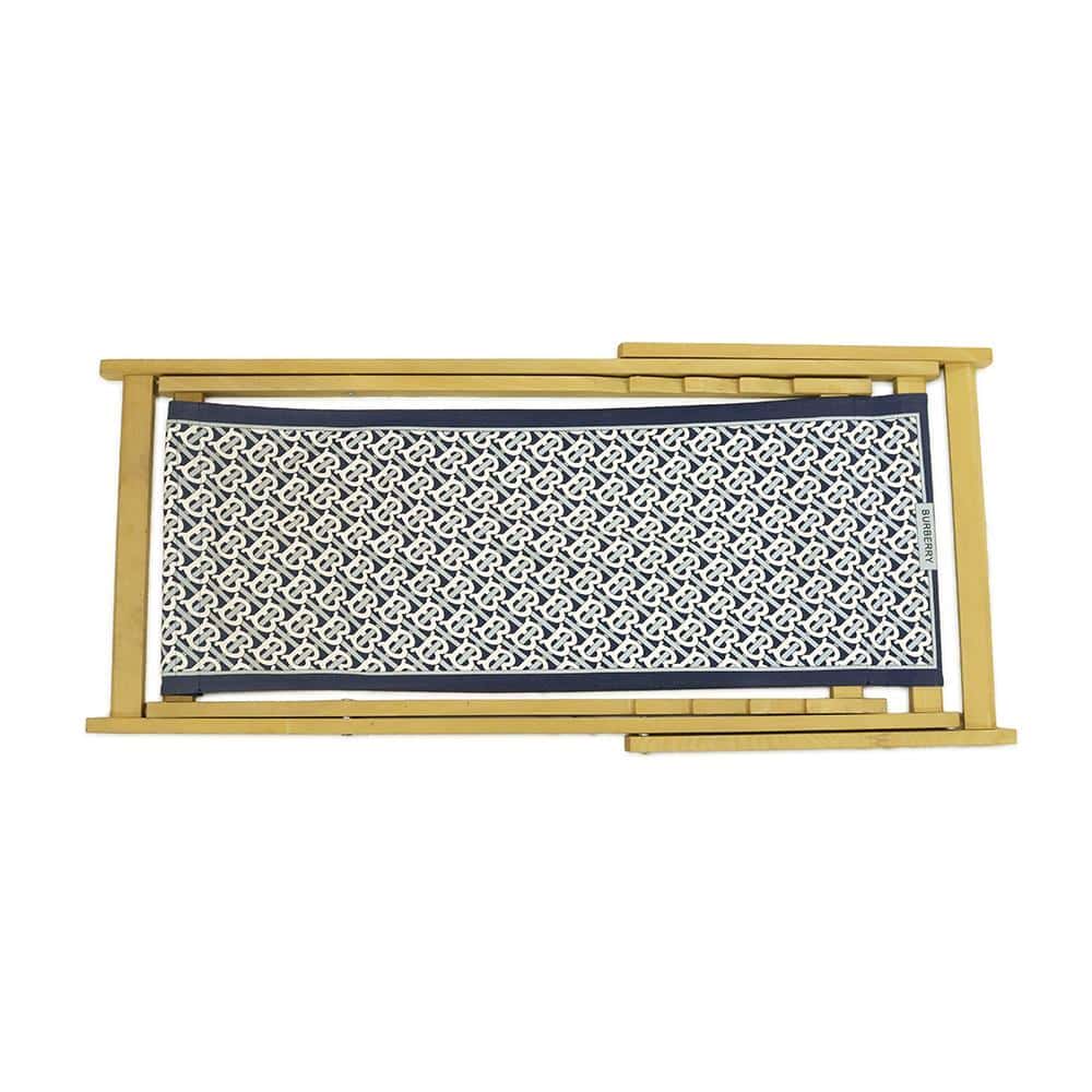 BURBERRY TBMonogram Folding Deck Chair Natural/Navy Wood Cotton