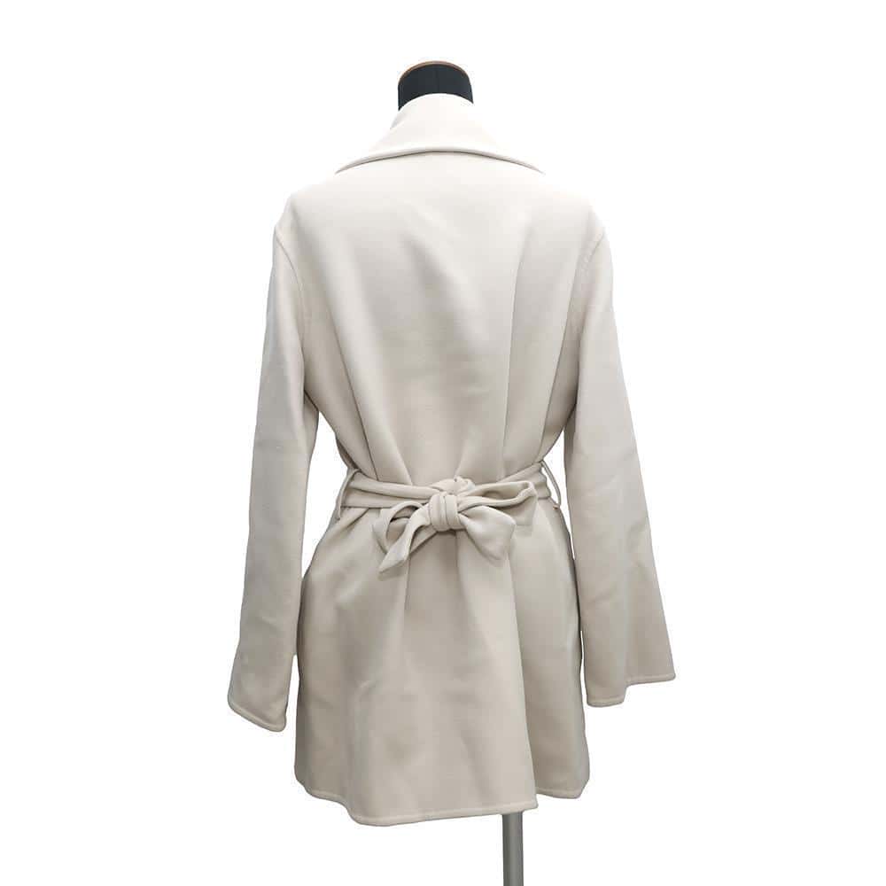 HERMES ★Chaine d'Ancre Coat Size 36 Light Gray Wool 100%