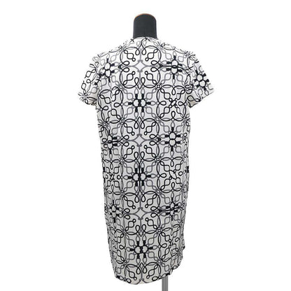 HERMES Cordriere short sleeve dress Size 40 White/Black/Gray Cotton100%