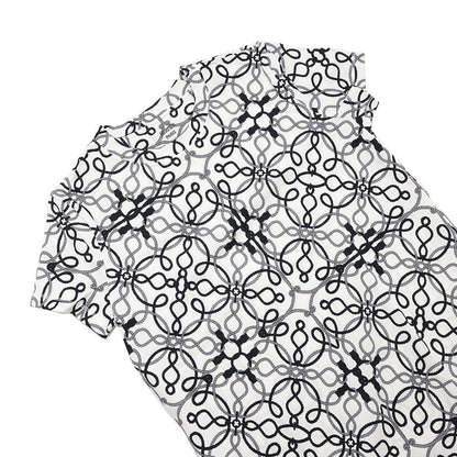 HERMES Cordriere short sleeve dress Size 40 White/Black/Gray Cotton100%