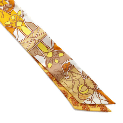 HERMES Twilly Whip Block COMP DE FOUET AU BLOC Orange/Multicolor Silk100%